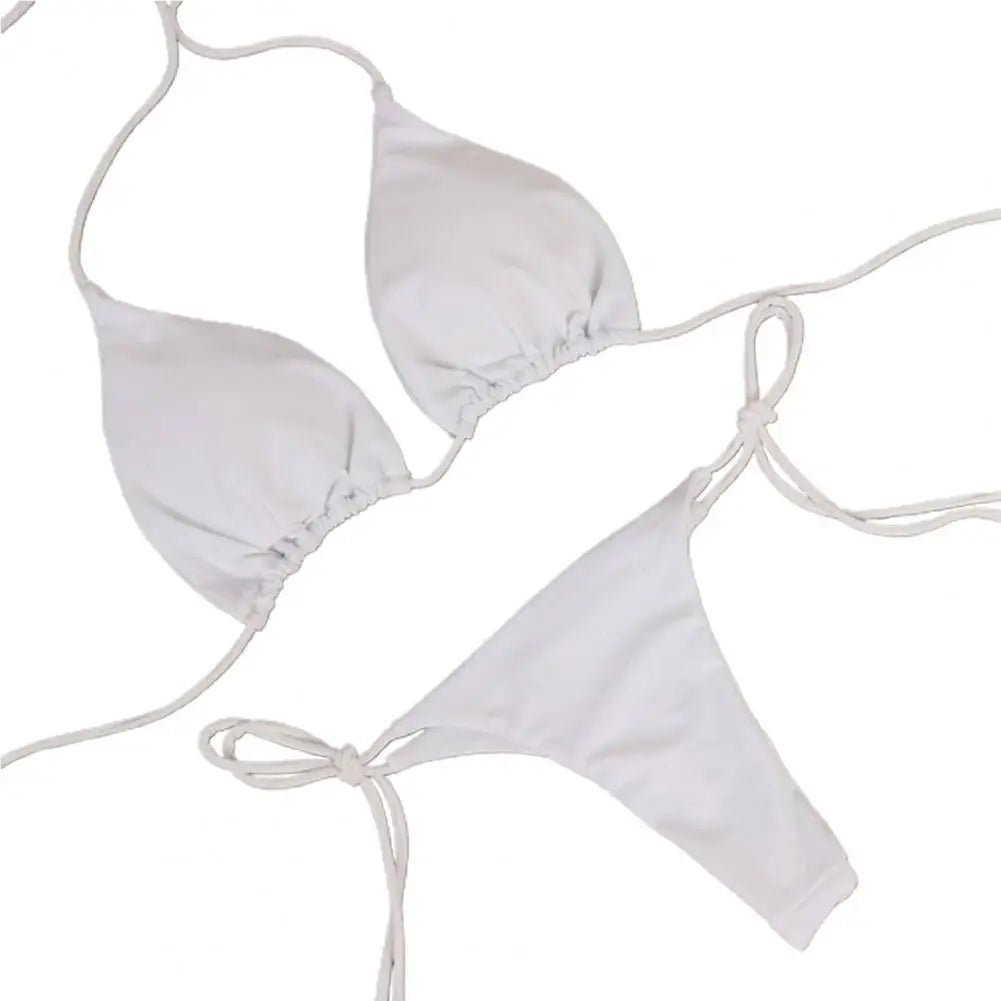 2 Pcs Solid Color Bikini Set for Women - Halter Neck Thong Swimwear - dellidu.com - White - 2 Pcs Solid Color Bikini Set for Women - Halter Neck Thong Swimwear - dellidu.com - White - 2 Pcs Solid Color Bikini Set for Women - Halter Neck Thong Swimwear - S - 2 Pcs Solid Color Bikini Set for Women - Halter Neck Thong Swimwear - 14:29#White;5:100014064 - dellidu.com - S - 2 Pcs Solid Color Bikini Set for Women - Halter Neck Thong Swimwear - dellidu.com - White - 2 Pcs Solid Color Bikini Set for Wom