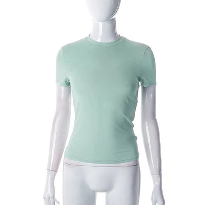 2023 Women's Casual Short Sleeve Crop Top - dellidu.com - green - 2023 Women's Casual Short Sleeve Crop Top - XS - 2023 Women's Casual Short Sleeve Crop Top - 14:175;5:100014066 - dellidu.com