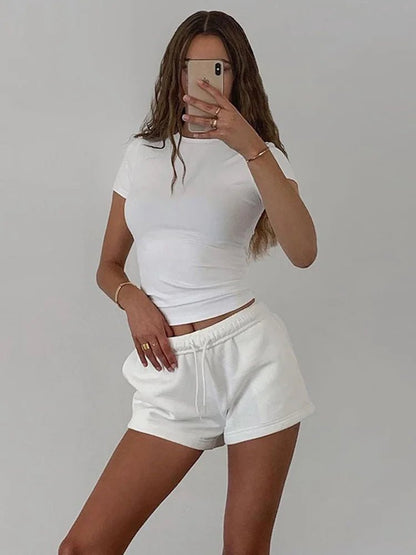 2023 Women's Casual Short Sleeve Crop Top - dellidu.com - Burgundy - 2023 Women's Casual Short Sleeve Crop Top - L - 2023 Women's Casual Short Sleeve Crop Top - 14:200002984;5:361385 - dellidu.com