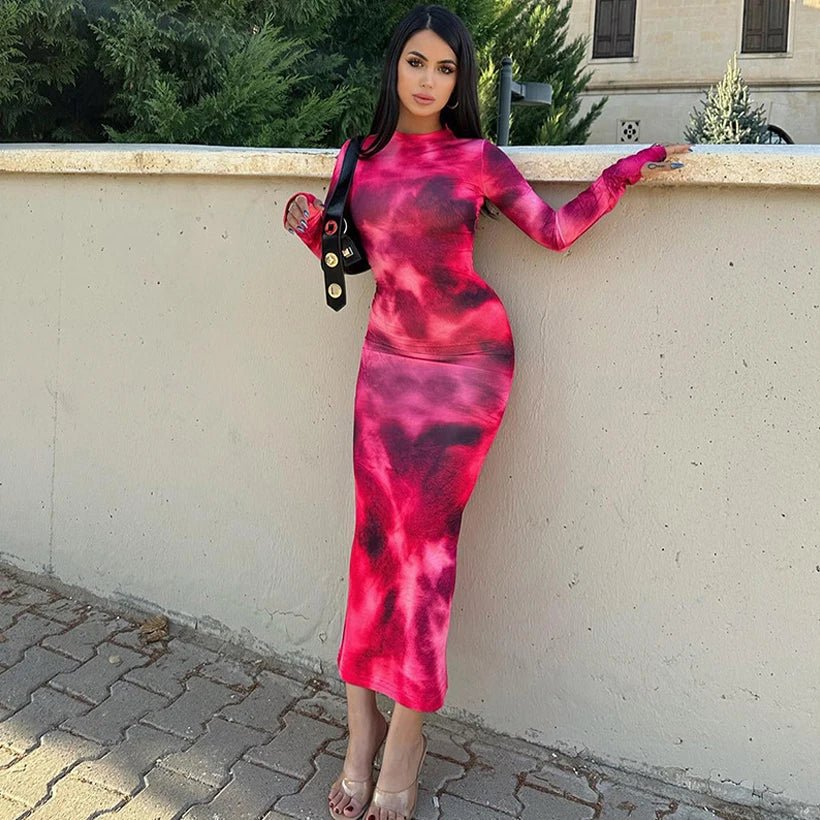 2024 Autumn Winter Tie Dye Long Sleeve Dress - dellidu.com - Black - 2024 Autumn Winter Tie Dye Long Sleeve Dress - M - 2024 Autumn Winter Tie Dye Long Sleeve Dress - 14:193#Black;5:361386 - dellidu.com