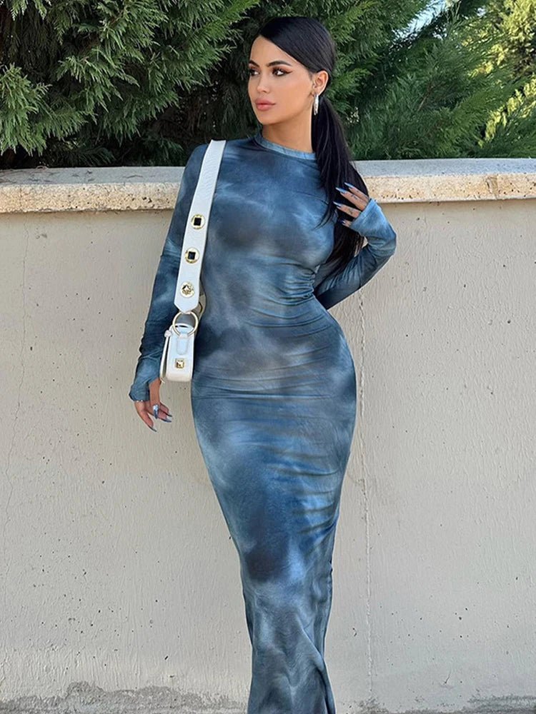 2024 Autumn Winter Tie Dye Long Sleeve Dress - dellidu.com - Blue - 2024 Autumn Winter Tie Dye Long Sleeve Dress - S - 2024 Autumn Winter Tie Dye Long Sleeve Dress - 14:173#Blue;5:100014064 - dellidu.com