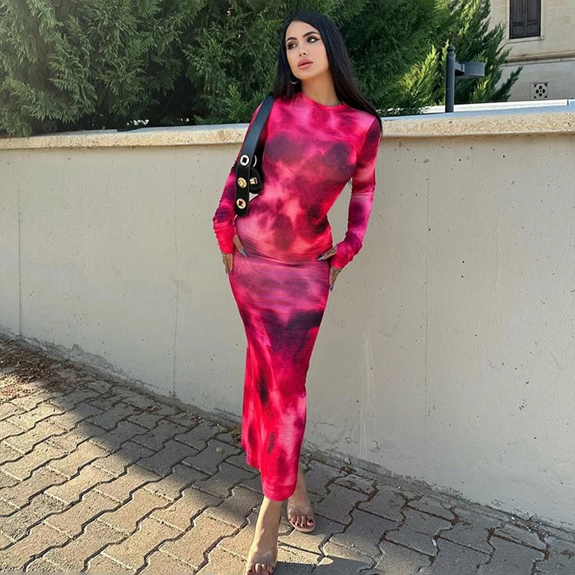 2024 Autumn Winter Tie Dye Long Sleeve Dress - dellidu.com - Black - 2024 Autumn Winter Tie Dye Long Sleeve Dress - M - 2024 Autumn Winter Tie Dye Long Sleeve Dress - 14:193#Black;5:361386 - dellidu.com