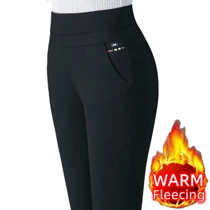 2024 Autumn/Winter Women's Slim Pencil Pants with Fleece - dellidu.com - Thick - Black - 2024 Autumn/Winter Women's Slim Pencil Pants with Fleece - XXXL - 2024 Autumn/Winter Women's Slim Pencil Pants with Fleece - 14:1254#Thick - Black;5:4183 - dellidu.com