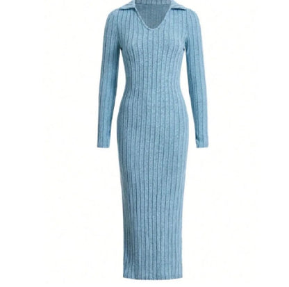 2024 New Women's Knitted Slim - Fit Long Sleeve Dress - dellidu.com - Sky Blue - 2024 New Women's Knitted Slim - Fit Long Sleeve Dress - M - 2024 New Women's Knitted Slim - Fit Long Sleeve Dress - 14:1254#Sky Blue;5:361386 - dellidu.com