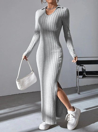 2024 New Women's Knitted Slim - Fit Long Sleeve Dress - dellidu.com - gray - 2024 New Women's Knitted Slim - Fit Long Sleeve Dress - XXL - 2024 New Women's Knitted Slim - Fit Long Sleeve Dress - 14:691#gray;5:4182 - dellidu.com