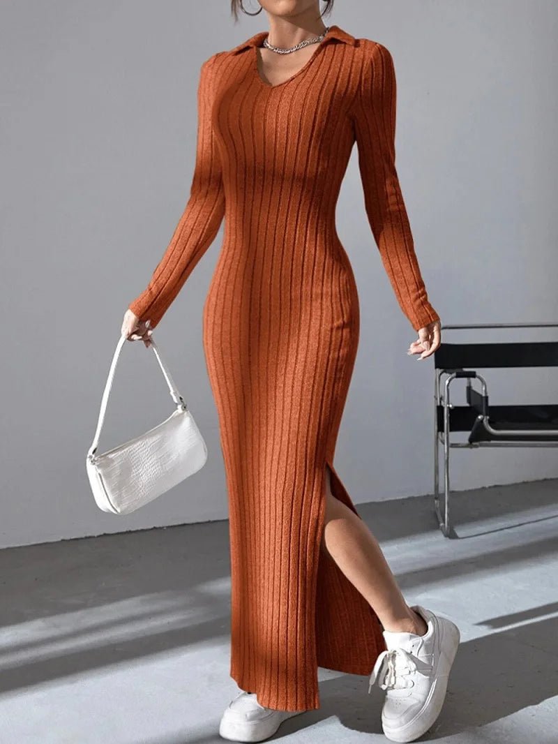 2024 New Women's Knitted Slim - Fit Long Sleeve Dress - dellidu.com - Reddish brown - 2024 New Women's Knitted Slim - Fit Long Sleeve Dress - L - 2024 New Women's Knitted Slim - Fit Long Sleeve Dress - 14:202997806#Reddish brown;5:361385 - dellidu.com