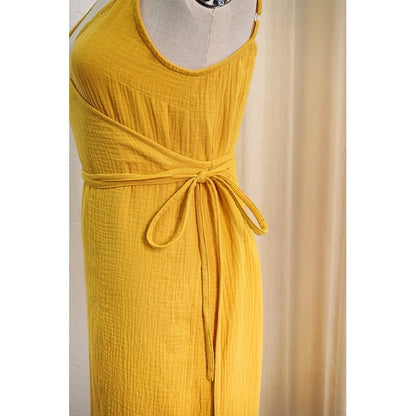 2024 Women's 100% Cotton Summer Dress - Sexy V - Neck & Adjustable Straps - dellidu.com - yellow - 2024 Women's 100% Cotton Summer Dress - Sexy V - Neck & Adjustable Straps - S - CHINA - 2024 Women's 100% Cotton Summer Dress - Sexy V - Neck & Adjustable Straps - 14:771#yellow;200007763:201336100;5:100014064 - dellidu.com