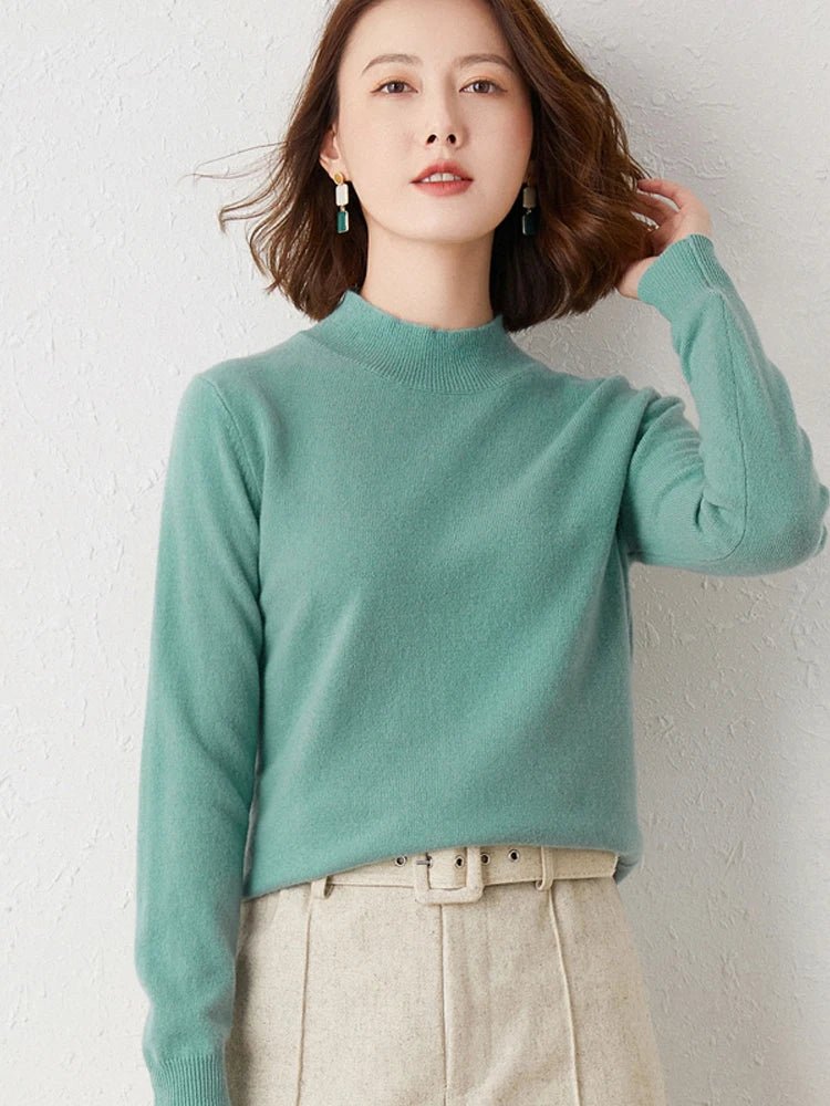 2024 Women’s Cashmere Mock Neck Sweater - Plus Size - dellidu.com - green - 2024 Women’s Cashmere Mock Neck Sweater - Plus Size - One Size - 2024 Women’s Cashmere Mock Neck Sweater - Plus Size - 14:175#green;5:200003528 - dellidu.com