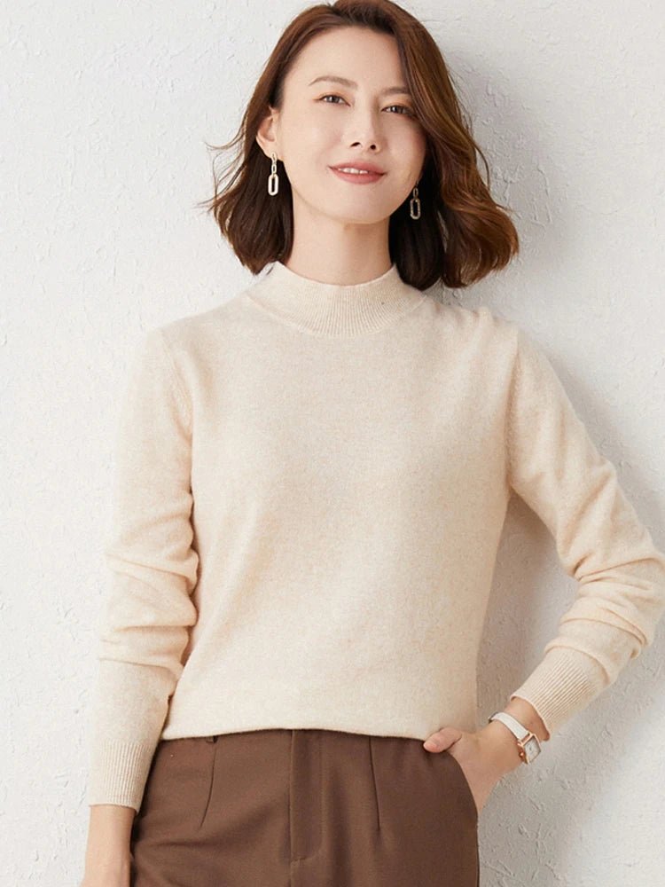 2024 Women’s Cashmere Mock Neck Sweater - Plus Size - dellidu.com - Beige - 2024 Women’s Cashmere Mock Neck Sweater - Plus Size - One Size - 2024 Women’s Cashmere Mock Neck Sweater - Plus Size - 14:771#Beige;5:200003528 - dellidu.com