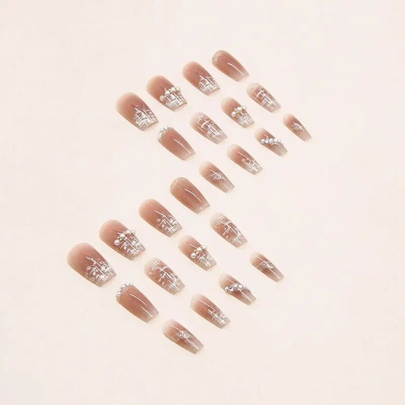 24 PCs Short French Pearl Nails Set with Jelly and Nail File - dellidu.com - QHZ654 - 24 PCs Short French Pearl Nails Set with Jelly and Nail File - 24 PCs Short French Pearl Nails Set with Jelly and Nail File - 14:1052#QHZ654 - dellidu.com