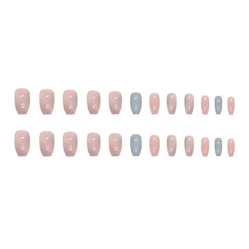 24 PCs Short French Smudged Nails Set with Jelly Gel & Nail File - dellidu.com - QHW998 - 24 PCs Short French Smudged Nails Set with Jelly Gel & Nail File - 24 PCs Short French Smudged Nails Set with Jelly Gel & Nail File - 14:200003699#QHW998 - dellidu.com