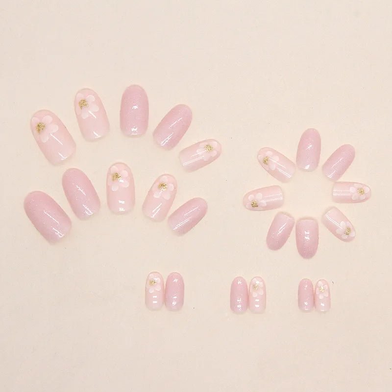 24 Pieces Pink Gentle Flowing Sand Flower Fake Nails - dellidu.com - QHW1014 - 24 Pieces Pink Gentle Flowing Sand Flower Fake Nails - 24 Pieces Pink Gentle Flowing Sand Flower Fake Nails - 14:200003699#QHW1014 - dellidu.com