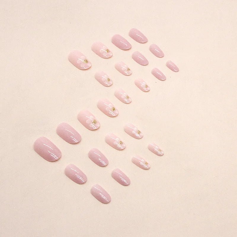 24 Pieces Pink Gentle Flowing Sand Flower Fake Nails - dellidu.com - QHW1014 - 24 Pieces Pink Gentle Flowing Sand Flower Fake Nails - 24 Pieces Pink Gentle Flowing Sand Flower Fake Nails - 14:200003699#QHW1014 - dellidu.com