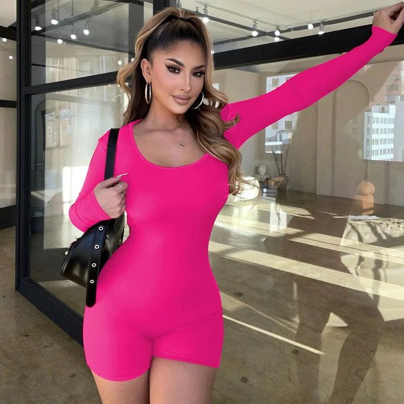 Autumn Black Bodycon Playsuit for Women - dellidu.com - Rose Red - Autumn Black Bodycon Playsuit for Women - L - Autumn Black Bodycon Playsuit for Women - 14:200211869#Rose Red;5:361385 - dellidu.com