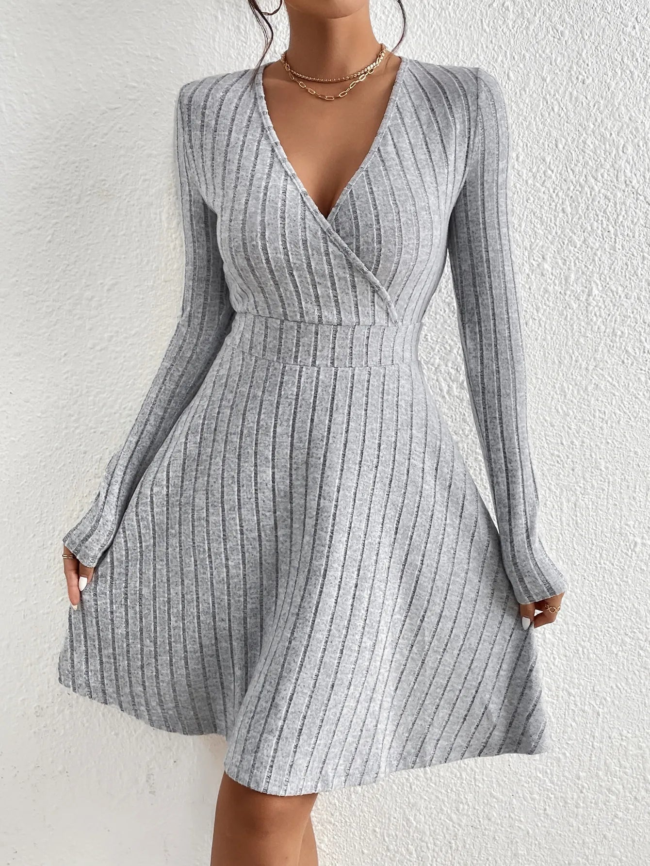 Autumn/Winter 2024 Women's V - Neck Knit Bodycon Dress - dellidu.com - army green 07468 - 8 - Autumn/Winter 2024 Women's V - Neck Knit Bodycon Dress - S - Autumn/Winter 2024 Women's V - Neck Knit Bodycon Dress - 14:200004889#army green 07468 - 8;5:100014064 - dellidu.com