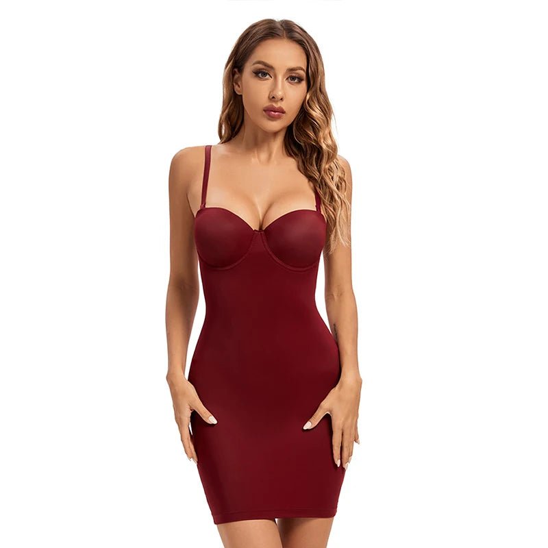 Becirzet Women's Mesh Control Slip Dress - dellidu.com - Burgundy dress - Becirzet Women's Mesh Control Slip Dress - S - Becirzet Women's Mesh Control Slip Dress - 14:200002130#Burgundy dress;5:100014064 - dellidu.com