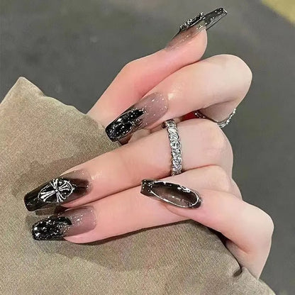 Black Square Press On Nails with 3D Cross Designs - dellidu.com - Black Square Press On Nails with 3D Cross Designs - Black Square Press On Nails with 3D Cross Designs - <none> - dellidu.com