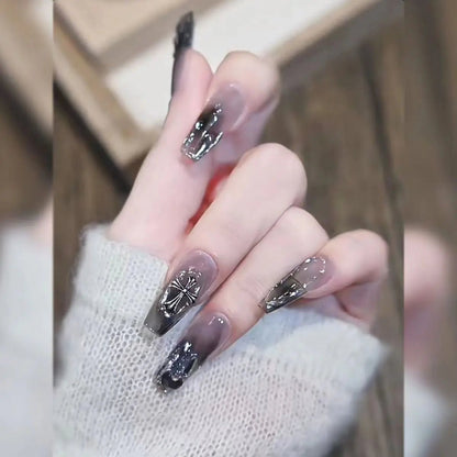 Black Square Press On Nails with 3D Cross Designs - dellidu.com - Black Square Press On Nails with 3D Cross Designs - Black Square Press On Nails with 3D Cross Designs - <none> - dellidu.com