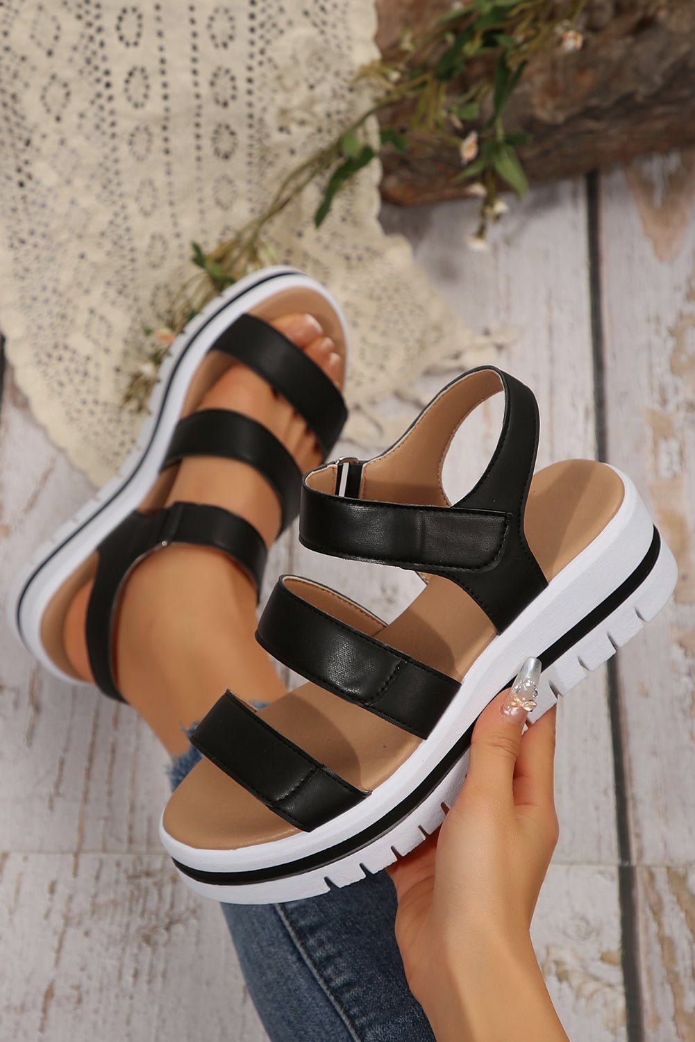 Camel Hollow Out Buckle PU Leather Platform Sandals - dellidu.com - Sandals - 900086043565 - Black - Camel Hollow Out Buckle PU Leather Platform Sandals - 37 - Camel Hollow Out Buckle PU Leather Platform Sandals - BH023689 - P2 - 37 - Shewin