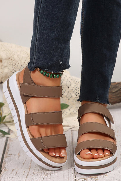 Camel Hollow Out Buckle PU Leather Platform Sandals - dellidu.com - Sandals - 905780099445 - Camel - Camel Hollow Out Buckle PU Leather Platform Sandals - 37 - Camel Hollow Out Buckle PU Leather Platform Sandals - BH023689 - P1016 - 37 - Shewin