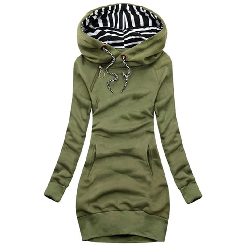 Casual Solid Color Long Sleeve Hoodie Dress - dellidu.com - green - Casual Solid Color Long Sleeve Hoodie Dress - 3XL - Casual Solid Color Long Sleeve Hoodie Dress - 14:175;5:4183#3XL - dellidu.com