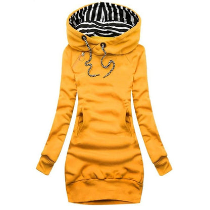 Casual Solid Color Long Sleeve Hoodie Dress - dellidu.com - Yellow - Casual Solid Color Long Sleeve Hoodie Dress - M - Casual Solid Color Long Sleeve Hoodie Dress - 14:366;5:361386 - dellidu.com