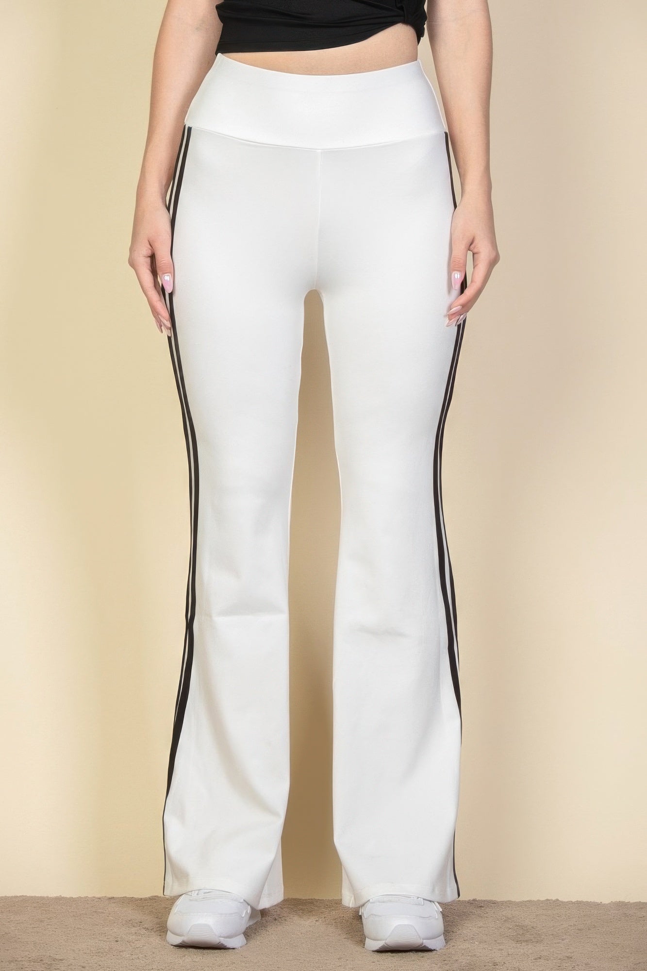 Contrast Side Stripe Flare Pants - dellidu.com - White - product image - S - product image - wh2000646.S.White - dellidu.com