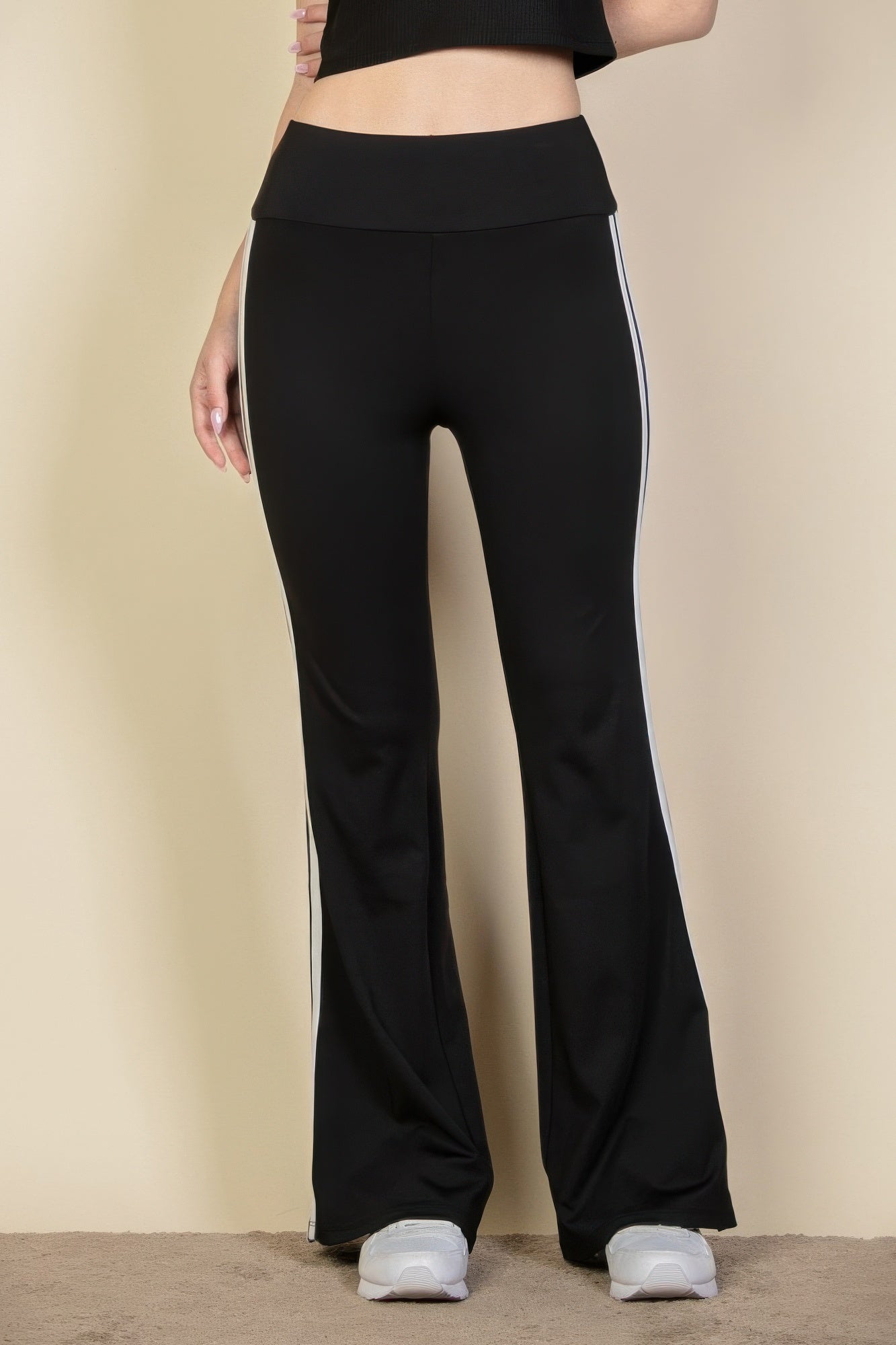 Contrast Side Stripe Flare Pants - dellidu.com - Black - product image - S - product image - wh2000646.S.Black - dellidu.com