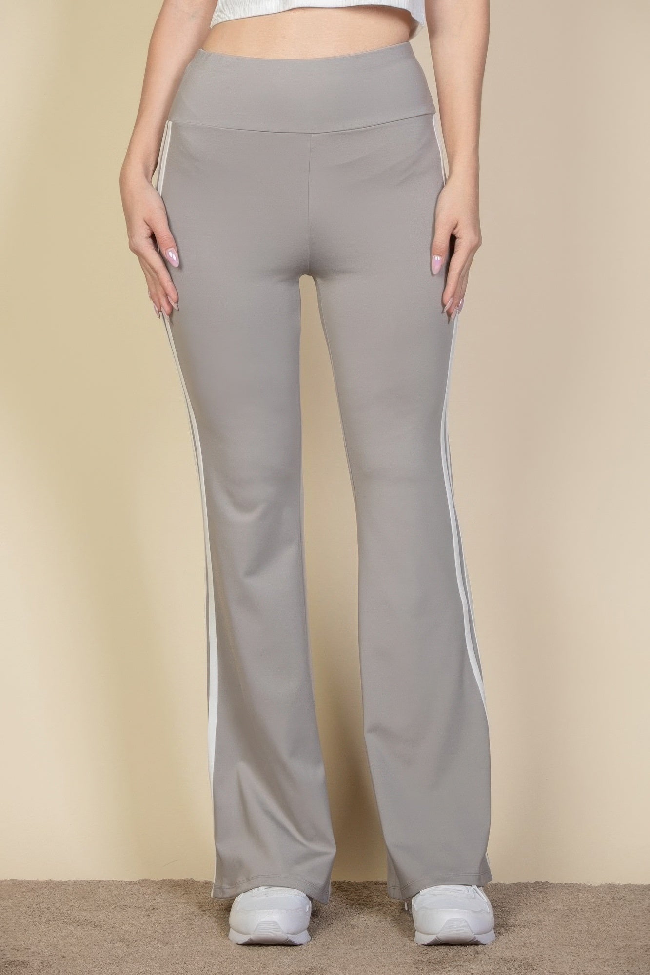 Contrast Side Stripe Flare Pants - dellidu.com - L.grey - product image - S - product image - wh2000646.S.L.grey - dellidu.com