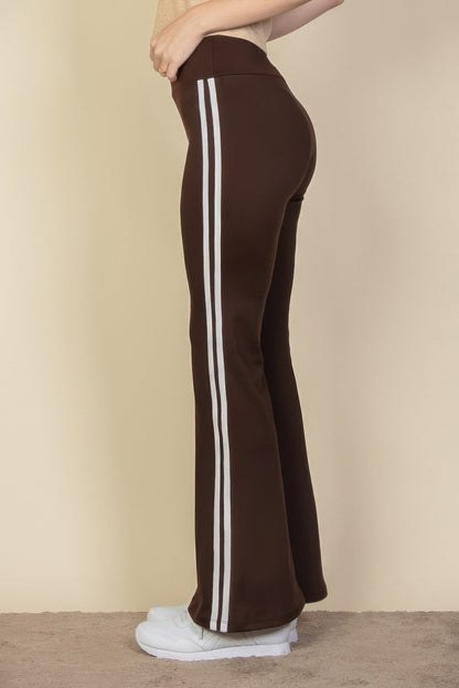 Contrast Side Stripe Flare Pants - dellidu.com - Chocolate brown - product image - S - product image - wh2000646.S.Chocolate.Brown - dellidu.com