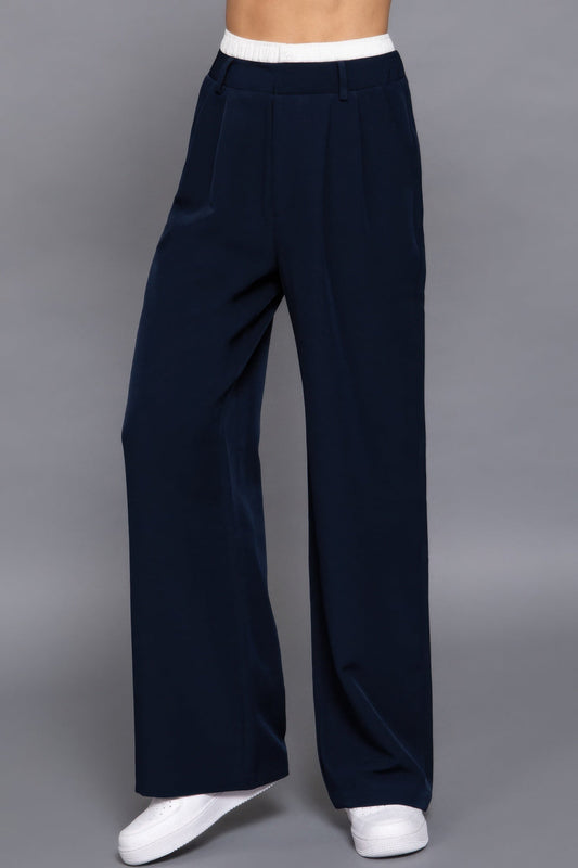 Contrast Waist Boxer Straight Long Pants - dellidu.com - S - product image - product image - 59222c.S - dellidu.com