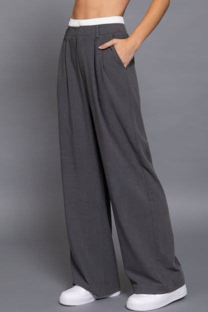 Contrast Waist Boxer Straight Long Pants - dellidu.com - S - product image - product image - 59222.S - dellidu.com