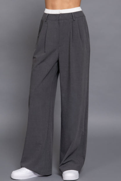 Contrast Waist Boxer Straight Long Pants - dellidu.com - S - product image - product image - 59222.S - dellidu.com