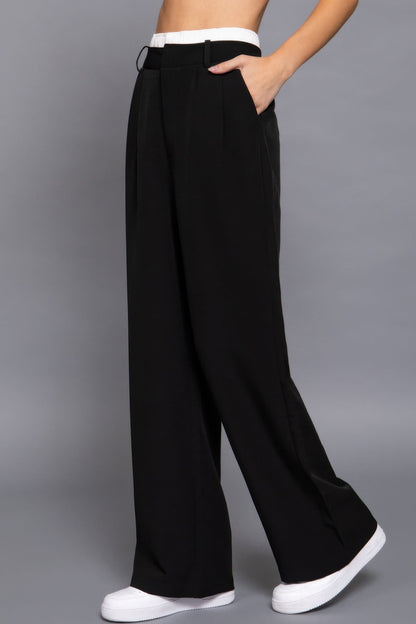 Contrast Waist Boxer Straight Long Pants - dellidu.com - S - product image - product image - 59222a.S - dellidu.com