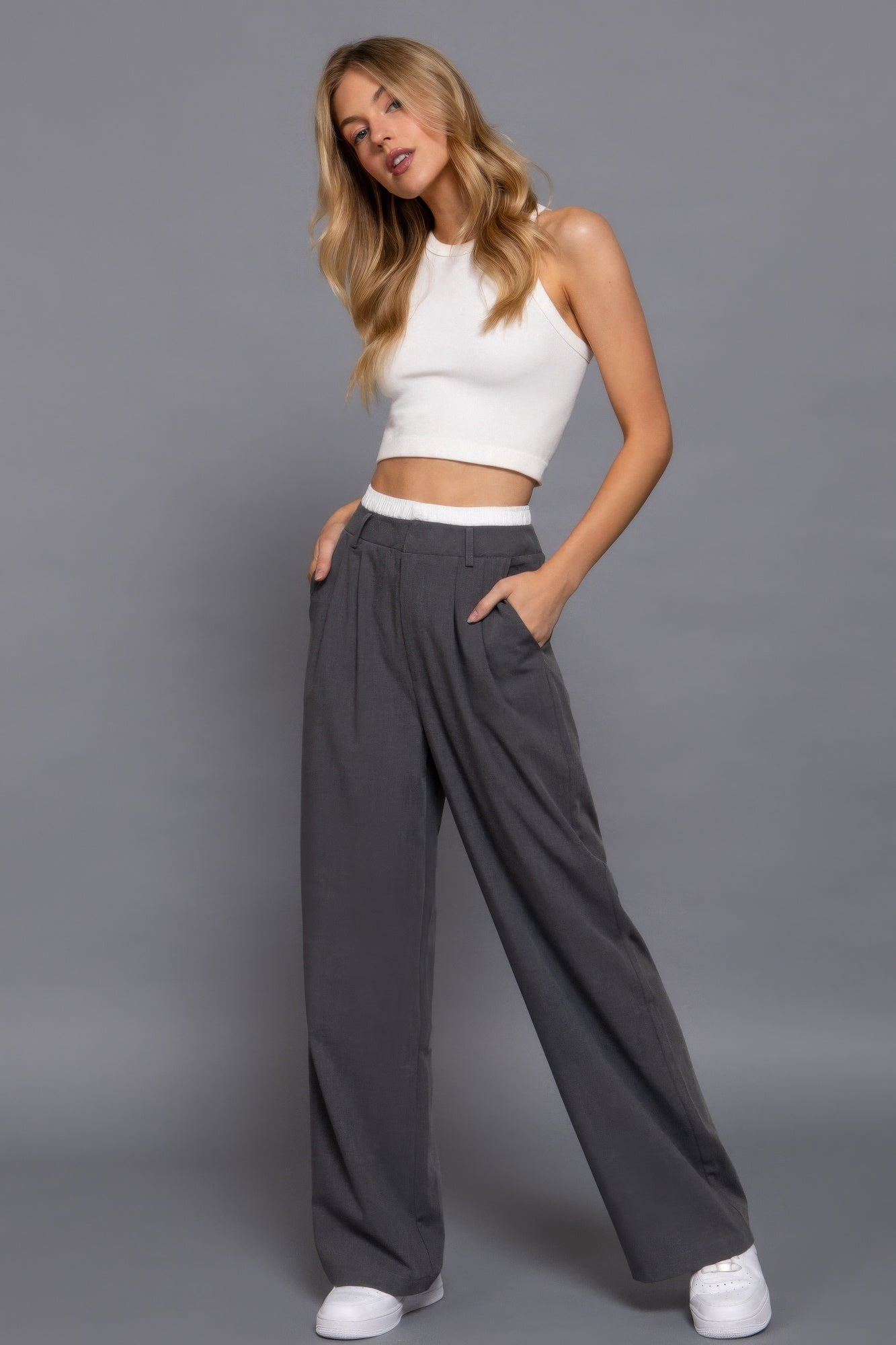 Contrast Waist Boxer Straight Long Pants - dellidu.com - S - product image - product image - 59222.S - dellidu.com