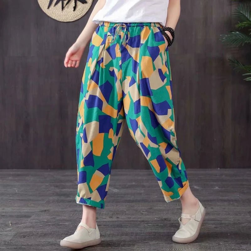 Cotton and Linen Harem Pants for Women - Summer Fashion - dellidu.com - geometry - Cotton and Linen Harem Pants for Women - Summer Fashion - L - Cotton and Linen Harem Pants for Women - Summer Fashion - 14:771#geometry;5:361385 - dellidu.com