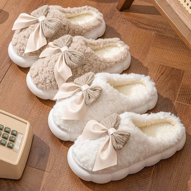 Cute Bow Winter Warm Fur Slippers for Women - dellidu.com - green - Cute Bow Winter Warm Fur Slippers for Women - 36 - 37 - Cute Bow Winter Warm Fur Slippers for Women - 14:365615#green;200000124:201446567 - dellidu.com