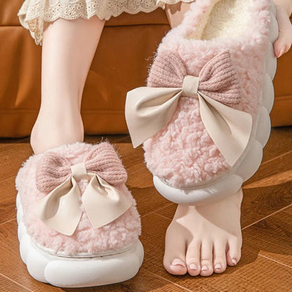 Cute Bow Winter Warm Fur Slippers for Women - dellidu.com - green - Cute Bow Winter Warm Fur Slippers for Women - 36 - 37 - Cute Bow Winter Warm Fur Slippers for Women - 14:365615#green;200000124:201446567 - dellidu.com