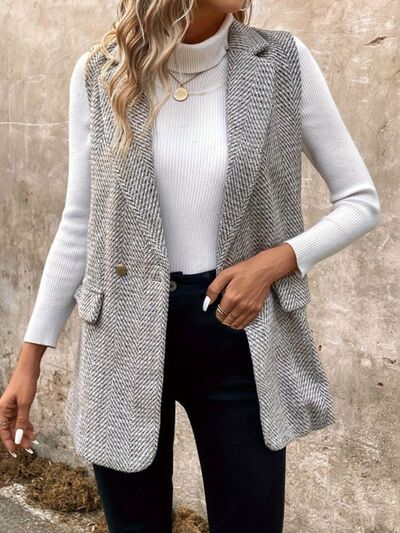 Decorative Pocket Flap Collared Neck Vest Coat - dellidu.com - 100100789482376 - Gray - fd9bcf16 - 15b1 - 40d8 - ae91 - a497ef5aef05 - Min - 2XL - fd9bcf16 - 15b1 - 40d8 - ae91 - a497ef5aef05 - Min - 100100789482376 - Trendsi