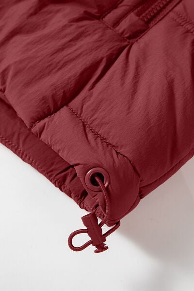 Drawstring Zip Up Hooded Vest Coat - dellidu.com - 100100185767161 - Burgundy - bc5056d10dd04e2fa12283c0b6bb445b - Min - M - bc5056d10dd04e2fa12283c0b6bb445b - Min - 100100185767161 - Trendsi