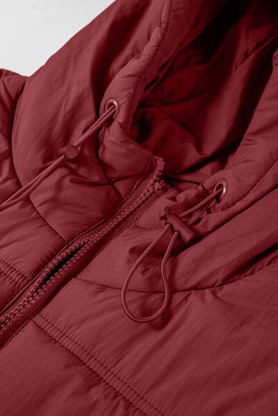 Drawstring Zip Up Hooded Vest Coat - dellidu.com - 100100185767161 - Burgundy - 212f2c04f8b444139ed8ac9aa75257fe - Min - M - 212f2c04f8b444139ed8ac9aa75257fe - Min - 100100185767161 - Trendsi