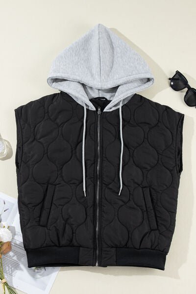 Drawstring Zip Up Hooded Vest Coat - dellidu.com - 100100979156457 - Black - 5ff1dbb0 - 7e18 - 43be - 9c8f - 7a9a6875f632 - Min - S - 5ff1dbb0 - 7e18 - 43be - 9c8f - 7a9a6875f632 - Min - 100100979156457 - Trendsi