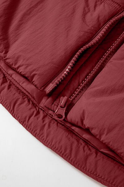 Drawstring Zip Up Hooded Vest Coat - dellidu.com - 100100185767161 - Burgundy - 4997a47b8c9140b581bd96c83f6a9012 - Min - M - 4997a47b8c9140b581bd96c83f6a9012 - Min - 100100185767161 - Trendsi