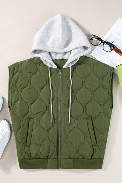 Drawstring Zip Up Hooded Vest Coat - dellidu.com - 100100979151839 - Moss - b06d1084 - 947e - 4f8e - b2ce - 8343d286ef7c - Min - S - b06d1084 - 947e - 4f8e - b2ce - 8343d286ef7c - Min - 100100979151839 - Trendsi