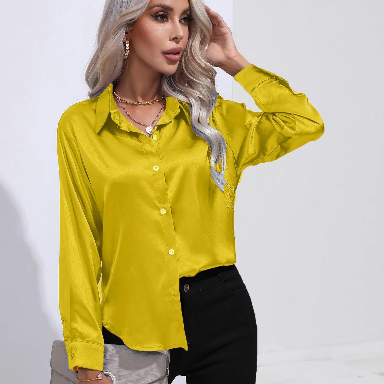 Elegant Satin Autumn Women's Slim Fit Blouse - dellidu.com - Blue - Elegant Satin Autumn Women's Slim Fit Blouse - S - Elegant Satin Autumn Women's Slim Fit Blouse - 14:350850#Blue;5:100014064 - dellidu.com