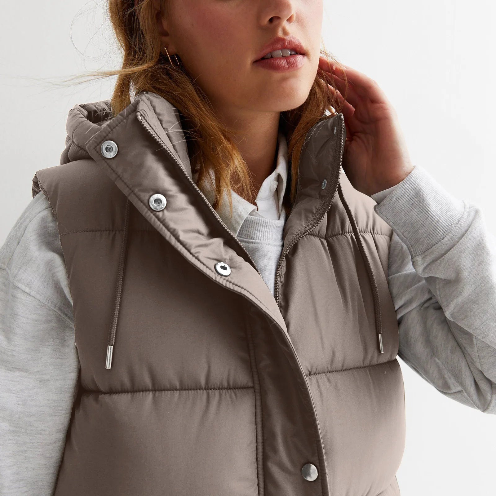 Elegant Women's Mid Length Puffer Waistcoat with Hood - dellidu.com - Brown - Elegant Women's Mid Length Puffer Waistcoat with Hood - M - United States - Elegant Women's Mid Length Puffer Waistcoat with Hood - 14:10#Brown;200007763:201336106;5:361386 - dellidu.com