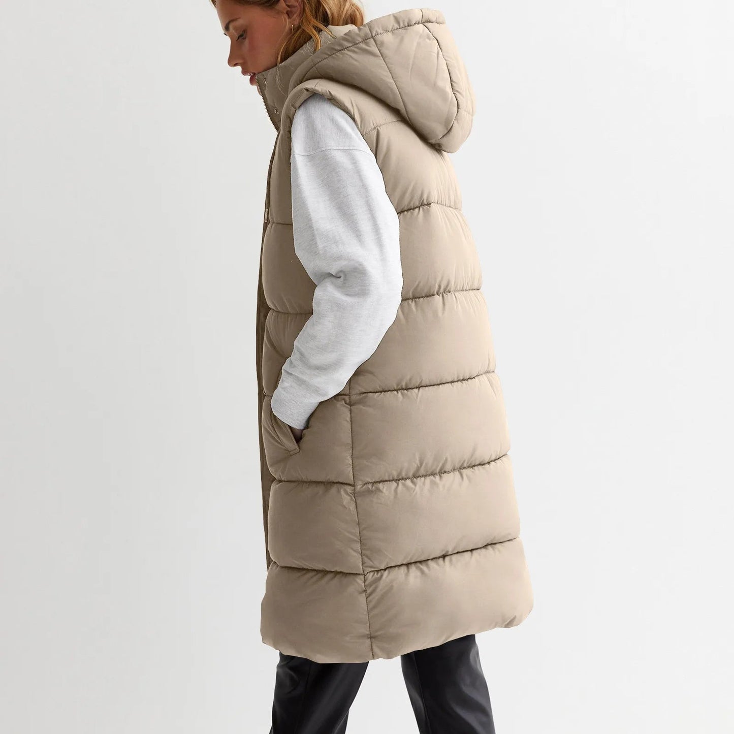 Elegant Women's Mid Length Puffer Waistcoat with Hood - dellidu.com - Brown - Elegant Women's Mid Length Puffer Waistcoat with Hood - M - United States - Elegant Women's Mid Length Puffer Waistcoat with Hood - 14:10#Brown;200007763:201336106;5:361386 - dellidu.com