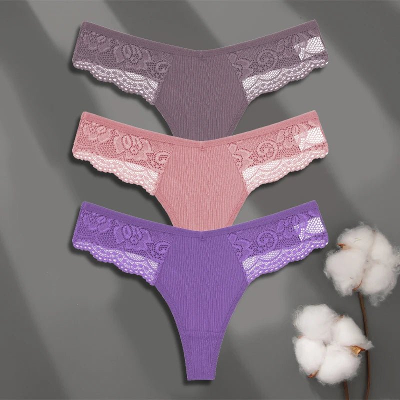 FINETOO 3Pcs Women's Lace Thongs - Breathable Cotton G - Strings - dellidu.com - SET 16 - FINETOO 3Pcs Women's Lace Thongs - Breathable Cotton G - Strings - XL - 3pcs - FINETOO 3Pcs Women's Lace Thongs - Breathable Cotton G - Strings - 14:200004891#SET 16;154:1433;5:100014065 - dellidu.com