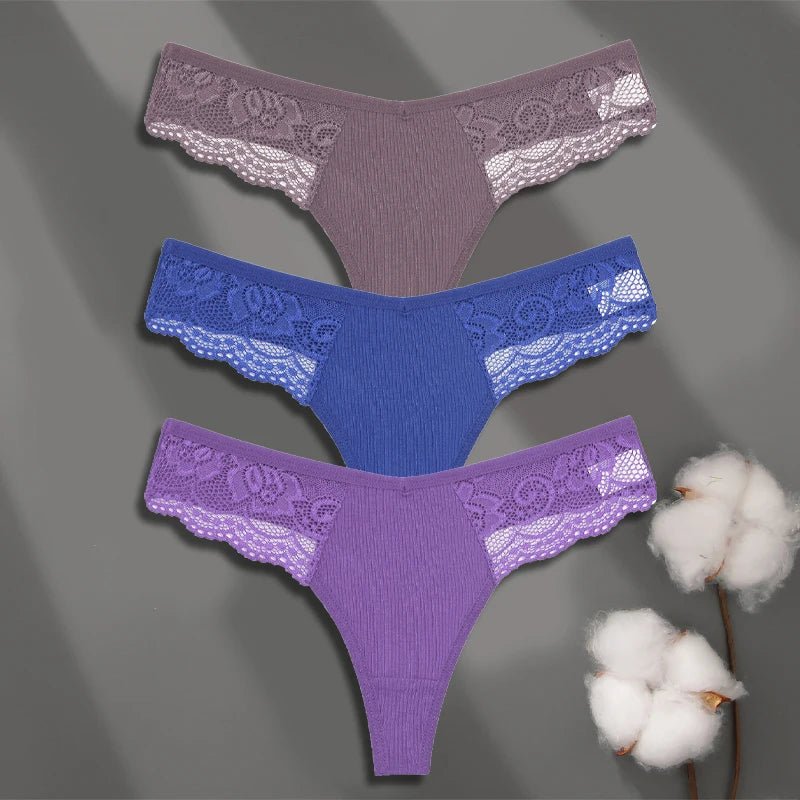 FINETOO 3Pcs Women's Lace Thongs - Breathable Cotton G - Strings - dellidu.com - SET 4 - FINETOO 3Pcs Women's Lace Thongs - Breathable Cotton G - Strings - XL - 3pcs - FINETOO 3Pcs Women's Lace Thongs - Breathable Cotton G - Strings - 14:1254#SET 4;154:1433;5:100014065 - dellidu.com