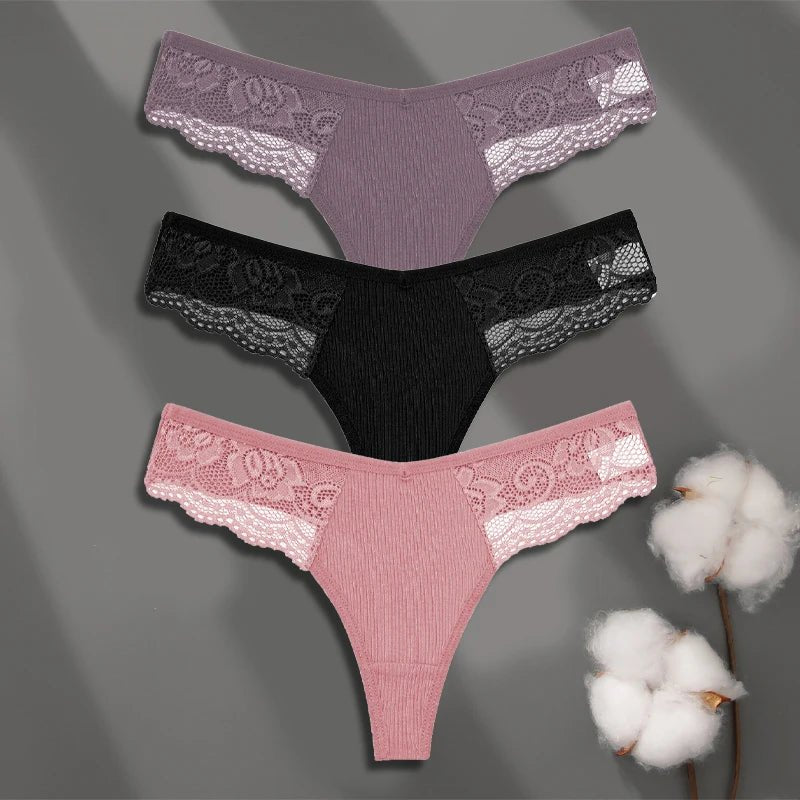 FINETOO 3Pcs Women's Lace Thongs - Breathable Cotton G - Strings - dellidu.com - SET 15 - FINETOO 3Pcs Women's Lace Thongs - Breathable Cotton G - Strings - M - 3pcs - FINETOO 3Pcs Women's Lace Thongs - Breathable Cotton G - Strings - 14:496#SET 15;154:1433;5:361386 - dellidu.com